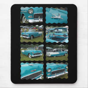 1955 belair collage touquoise and white mouse mat