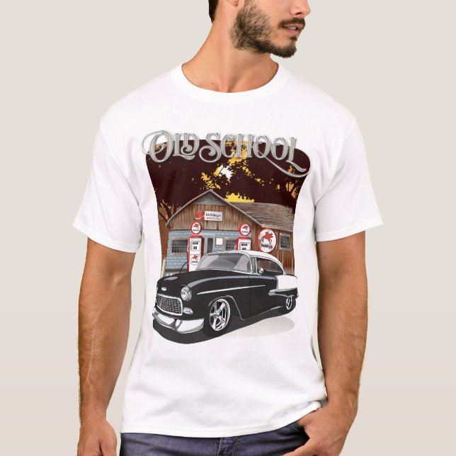 1955 Black & White Bel Air Old School Shirt (Front)