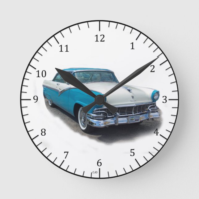 1955 blue/white Fairlane classic car clock (Front)