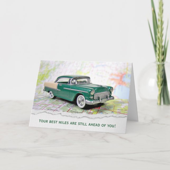 1955 Car On a Road Map Card (Front)