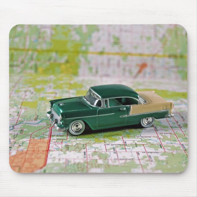 1955 Car On a Road Map Mouse Mat (Front)