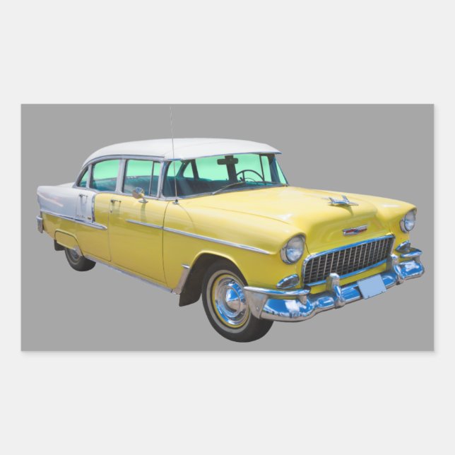1955 Chevrolet Bel Air Antique Car Rectangular Sticker (Front)
