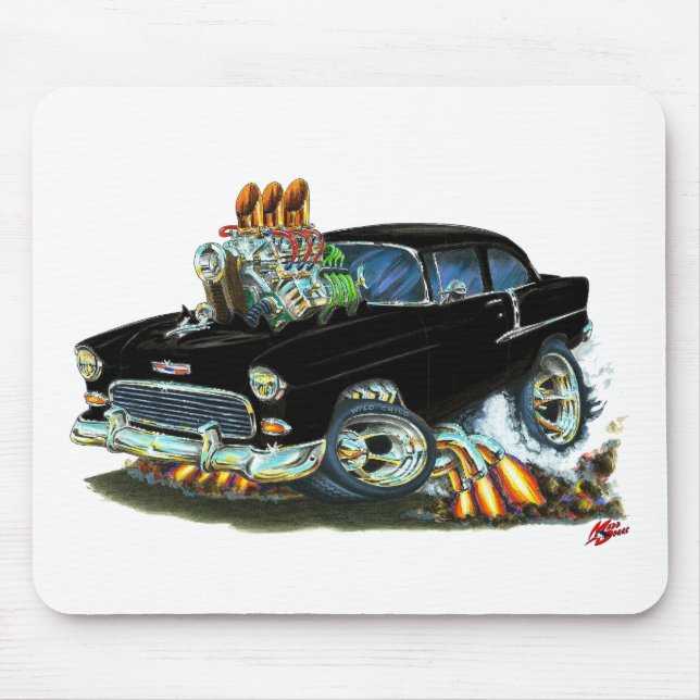 1955 Chevy150-210 Black Car Mouse Mat (Front)
