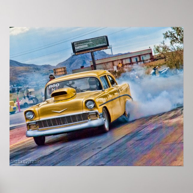 1955 chevy bel air drag race poster (Front)