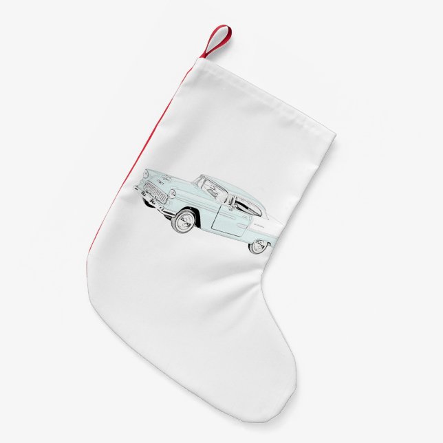 1955 Chevy Bel Air Drawing Small Christmas Stocking (Front (Hanging))