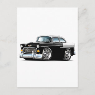 1955 Chevy Belair Black-White Car Postcard