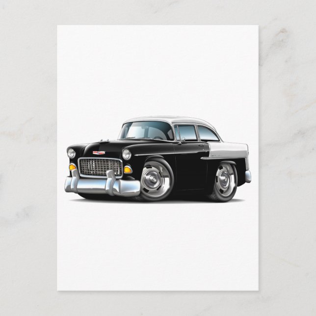 1955 Chevy Belair Black-White Car Postcard (Front)