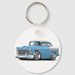 1955 Chevy Belair Lt Blue-White Car Key Ring