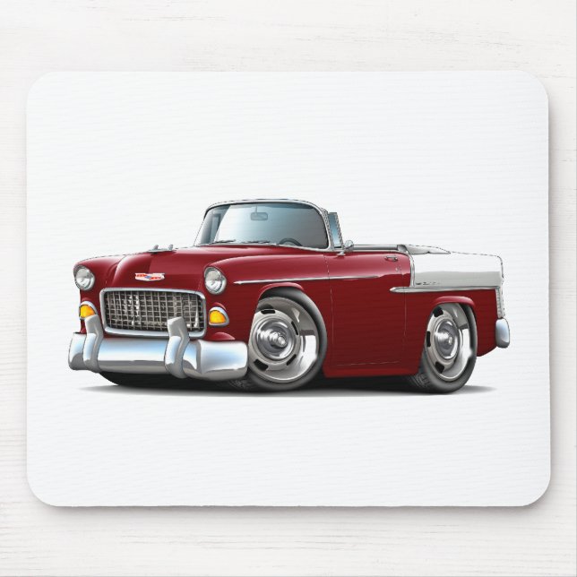 1955 Chevy Belair Maroon-White Convertible Mouse Mat (Front)