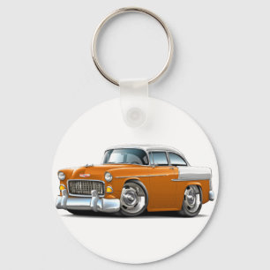 1955 Chevy Belair Orange-White Car Key Ring