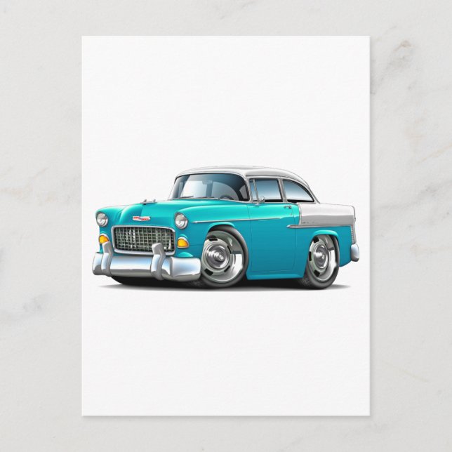 1955 Chevy Belair Turquoise-White Car Postcard (Front)