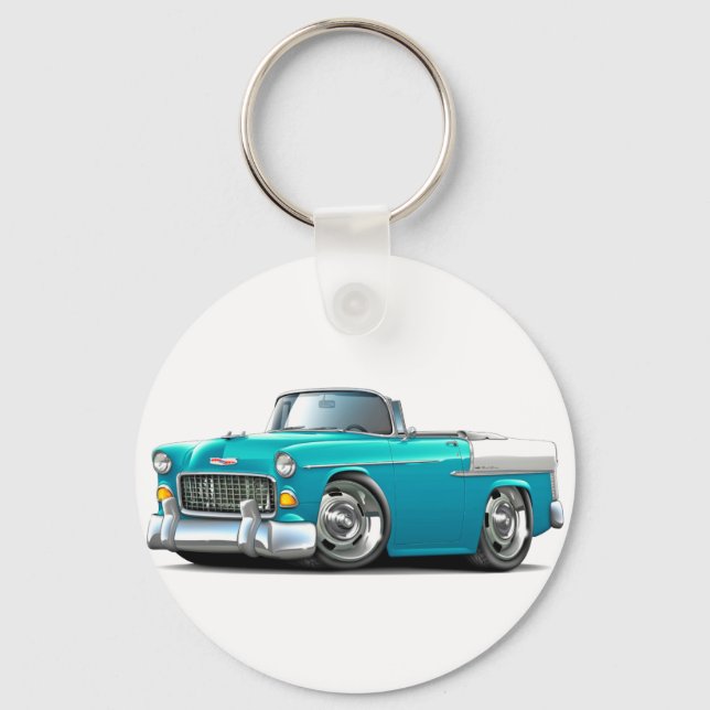 1955 Chevy Belair Turquoise-White Convert Key Ring (Front)