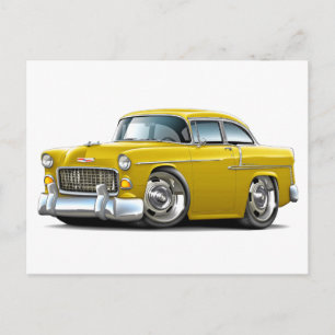 1955 Chevy Belair Yellow Car Postcard