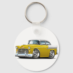 1955 Chevy Belair Yellow-White Car Key Ring