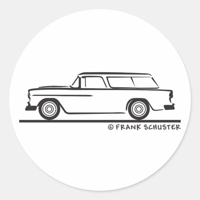 1955 Chevy Nomad Bel Air Classic Round Sticker (Front)