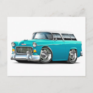 1955 Chevy Nomad Turquoise-White Car Postcard