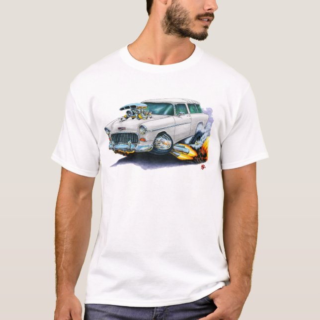 1955 Chevy Nomad White Car T-Shirt (Front)