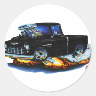 1955 Chevy Pickup Black Truck Classic Round Sticker