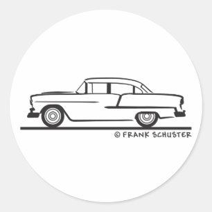 1955 Chevy Sedan Classic Round Sticker