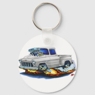 1955 Chevy Stepside Pickup White Truck Key Ring