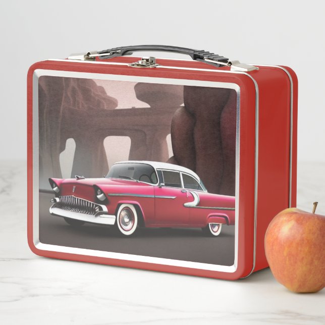 1955 Classic Car Metal Lunch Box (In Situ)