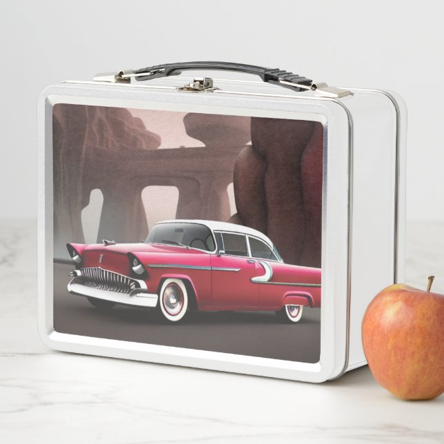 1955 Classic Car Metal Lunch Box (In Situ)