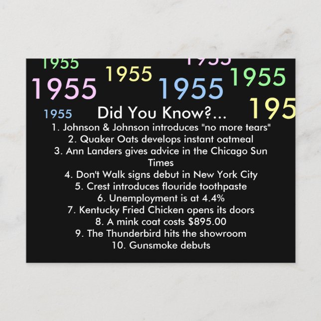 1955 did you know? advice card (Front)