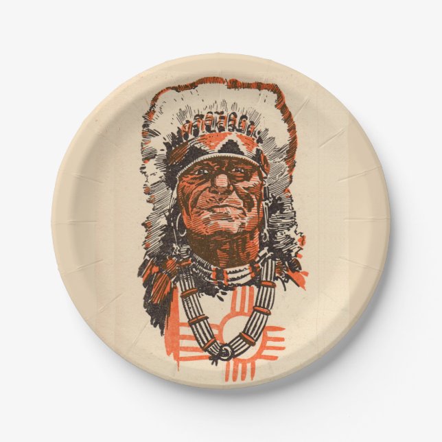 1955 Indian chief from Billy the Kid (UK) comics Paper Plate (Front)