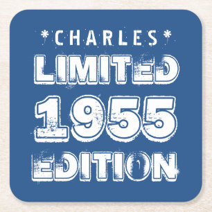 1955 or Any Year Birthday Limited Edition 60th A01 Square Paper Coaster
