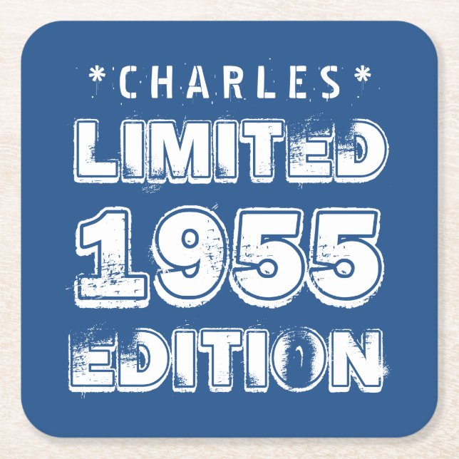 1955 or Any Year Birthday Limited Edition 60th A01 Square Paper Coaster (Front)