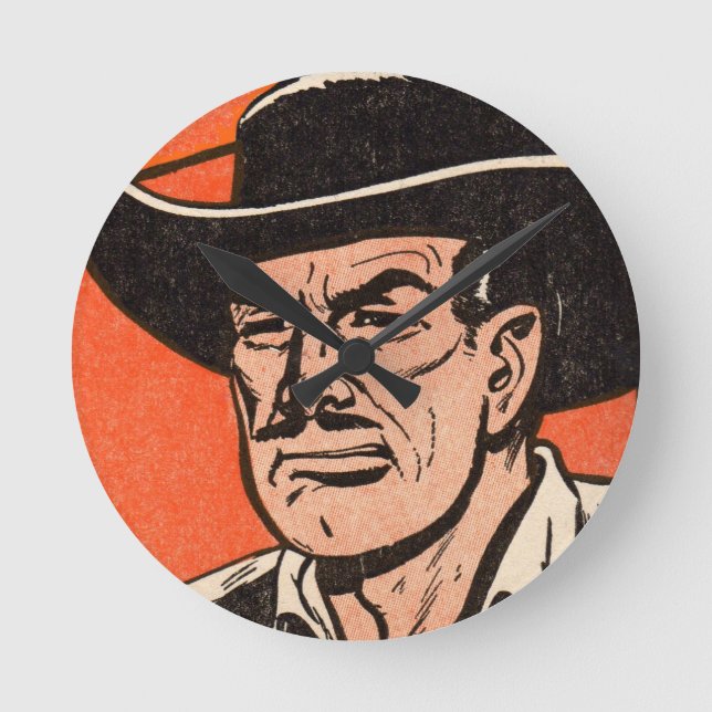 1955 Western bad guy from Billy the Kid comics Round Clock (Front)