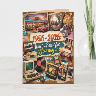 1956-2026 Retro 70th Birthday Greeting Card