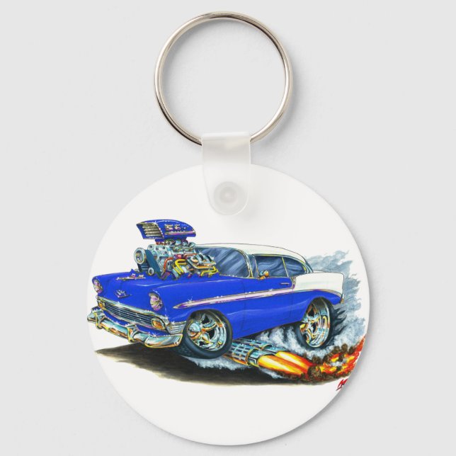 1956 Chevy 150-210 Blue Car Key Ring (Front)