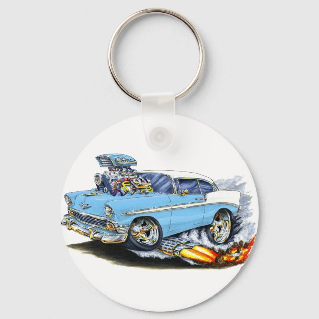 1956 Chevy 150-210 Lt Blue Car Key Ring (Front)