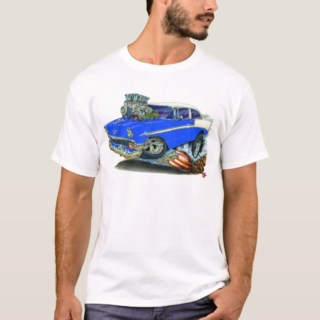 1956 Chevy Belair Blue Car T-Shirt (Front)