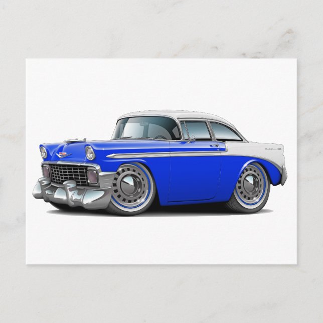 1956 Chevy Belair Blue-White Car Postcard (Front)