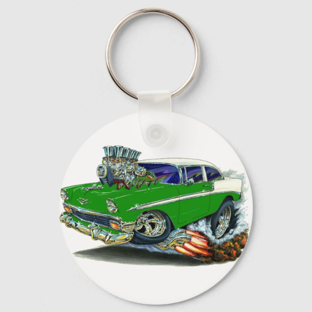 1956 Chevy Belair Green Car Key Ring (Front)