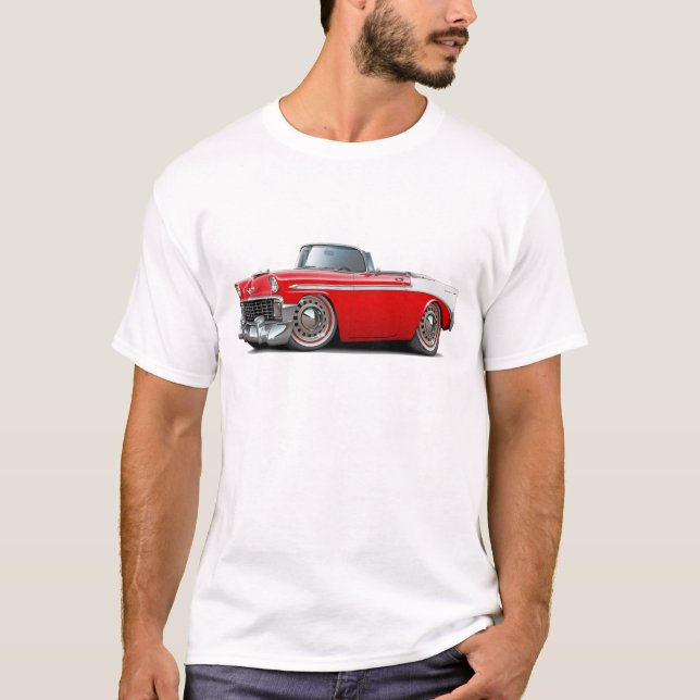 1956 Chevy Belair Red-White Convertible T-Shirt (Front)
