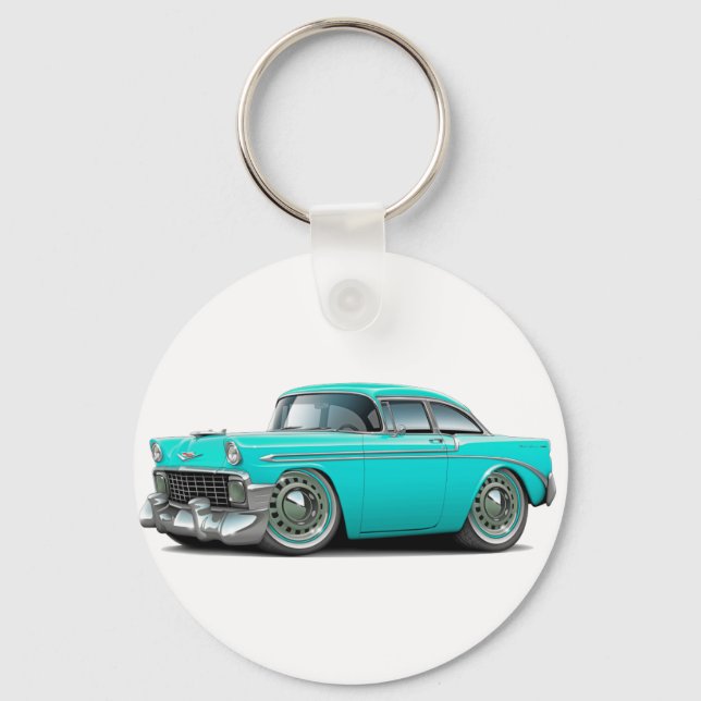 1956 Chevy Belair Turquoise Car Key Ring (Front)