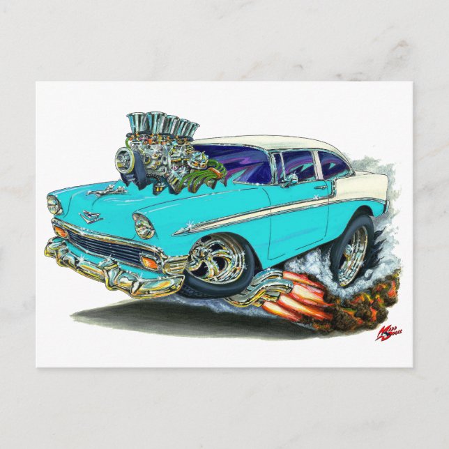 1956 Chevy Belair Turquoise Car Postcard (Front)