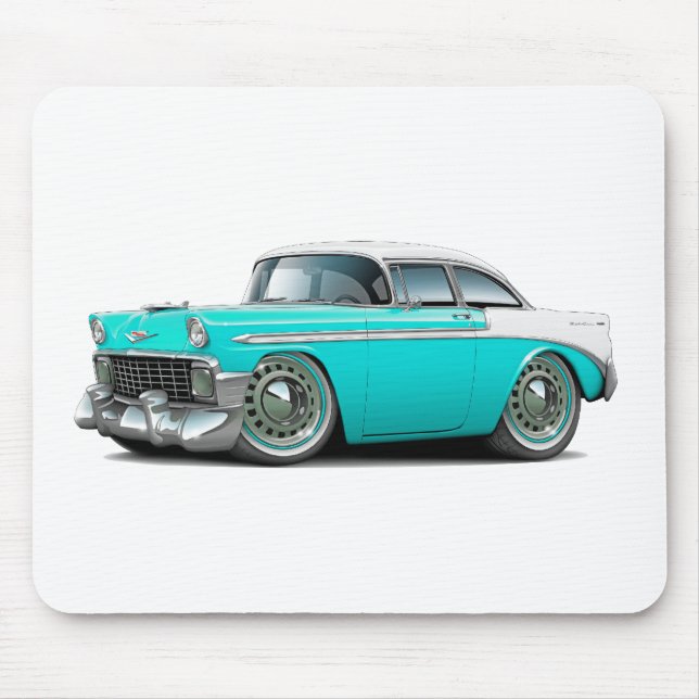 1956 Chevy Belair Turquoise-White Car Mouse Mat (Front)