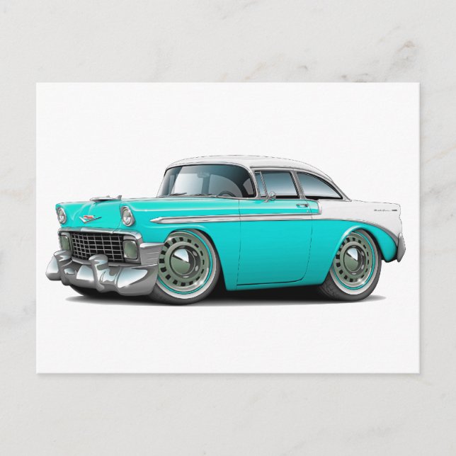 1956 Chevy Belair Turquoise-White Car Postcard (Front)