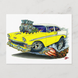 1956 Chevy Belair Yellow Car Postcard