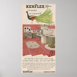 1956 Flooring Ad PEACOCK Poster