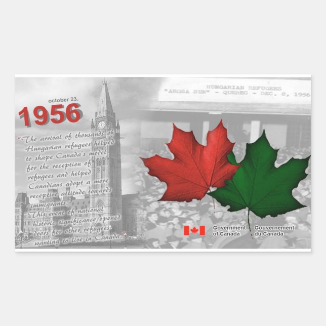 1956-Hungarian Revolution & Refugees in Canada Rectangular Sticker (Front)