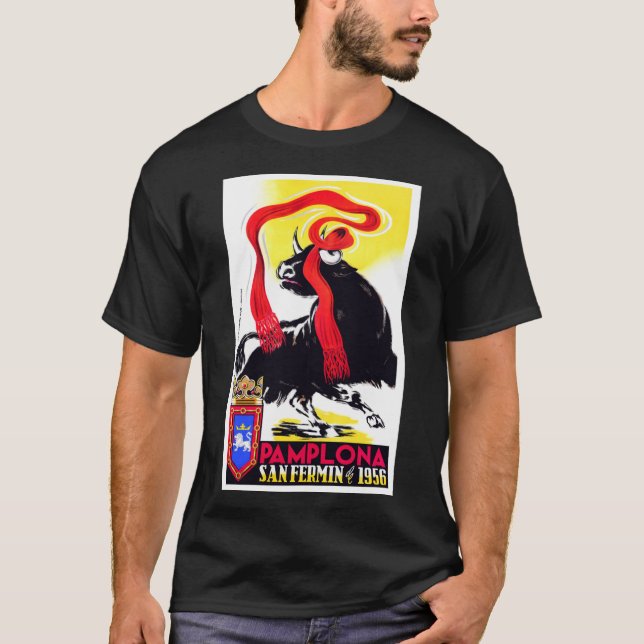 1956 Pamplona Spain Running of the Bulls Poster Cl T-Shirt (Front)