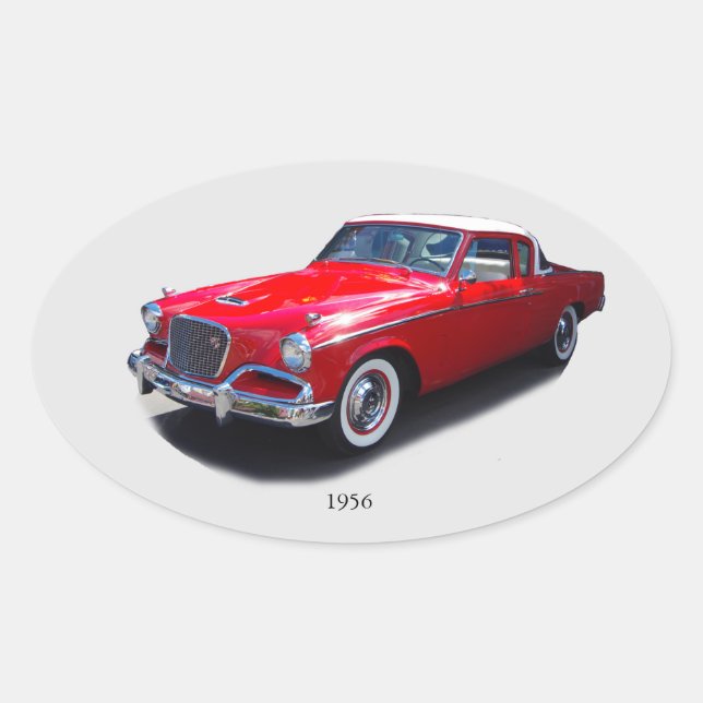 1956 red classic car sticker (Front)