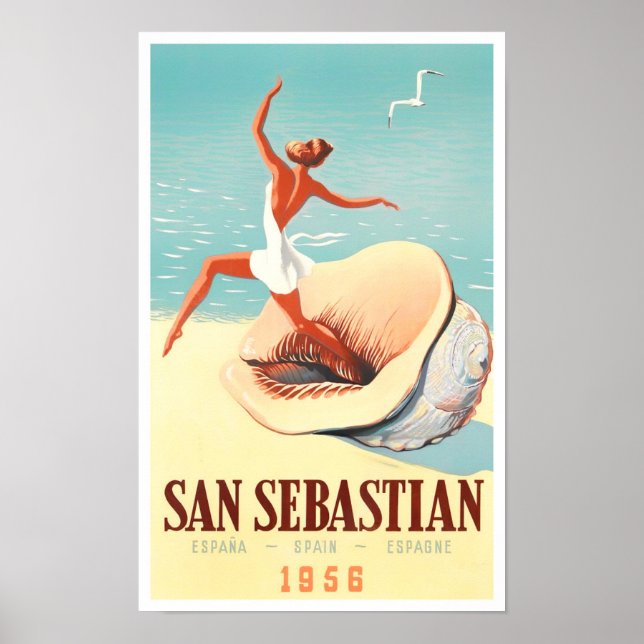 1956 San Sebastian Spain vintage travel Poster (Front)