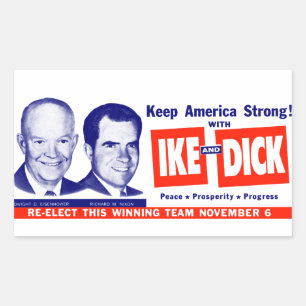 1956 Vote Ike and Dick Rectangular Sticker