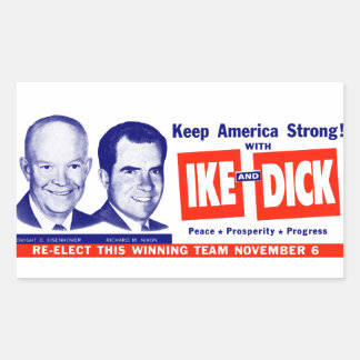 1956 Vote Ike and Dick Rectangular Sticker